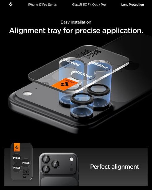 Spigen iPhone 17 Pro Max / 17 Pro Lens Protector – Optik Pro EZ Fit